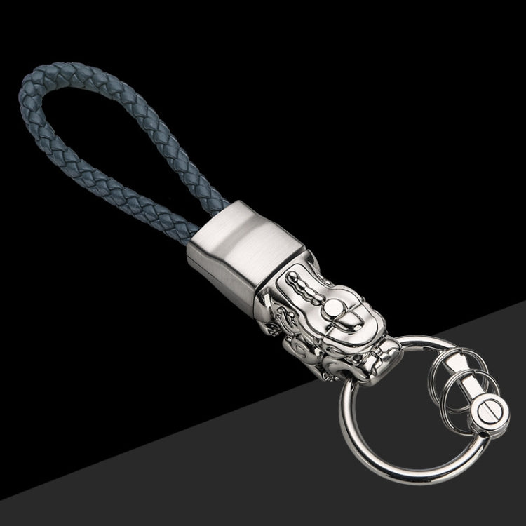 Braided Leather Rope Brave Troops Keychain With LED Light Metal Pendant, Leather Rope Black, Leather Rope White, Leather Rope White+Gray, Leather Rope Golden +Orange