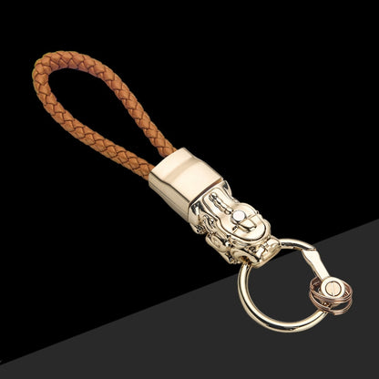Braided Leather Rope Brave Troops Keychain With LED Light Metal Pendant, Leather Rope Black, Leather Rope White, Leather Rope White+Gray, Leather Rope Golden +Orange