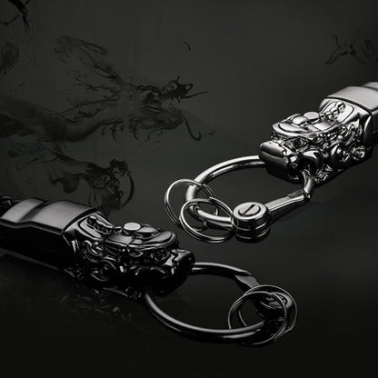 Braided Leather Rope Brave Troops Keychain With LED Light Metal Pendant, Leather Rope Black, Leather Rope White, Leather Rope White+Gray, Leather Rope Golden +Orange