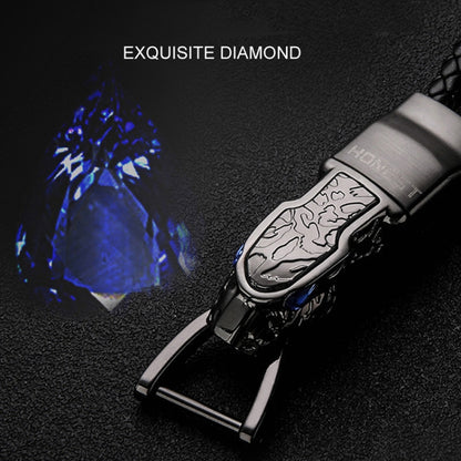 HONEST Diamond Encrusted Car Keychain Leather Cord Leopard Metal Keychain Pendant, Leather Rope Basic Black, Leather Rope Basic White, Leather Rope Basic Gold, Leather Rope Upgrade Black, Leather Rope Upgrade White, Leather Rope Upgrade Gold