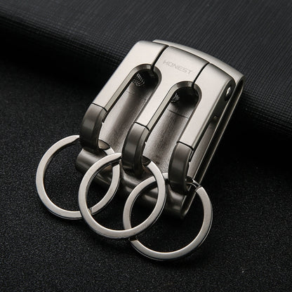 HONEST 3-ring Car Keychain Waist-hanging Anti-loss Keychain For Men