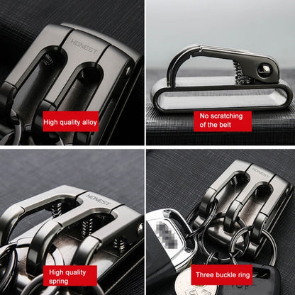 HONEST 3-ring Car Keychain Waist-hanging Anti-loss Keychain For Men