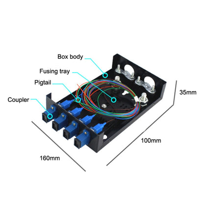 4 Ports Desktop Optical Fiber Terminal Box Founded Wall With SC Tailed Fiber Flange, 4 Optical Fiber Terminal Box