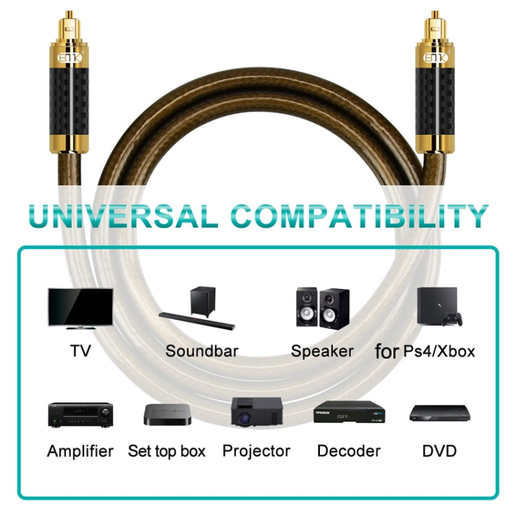 EMK GM/A8.0 Digital Optical Fiber Audio Cable Amplifier Audio Gold Plated Fever Line, Length:, 1m, 1.5m, 1.8m, 2m, 3m, 5m, 8m, 10m, 15m, 20m