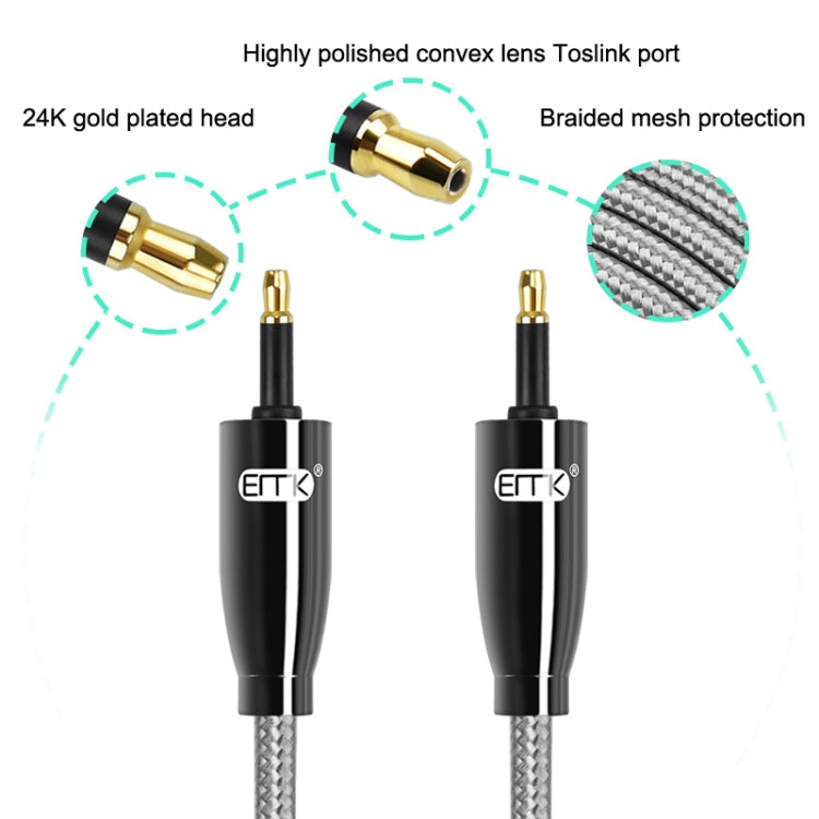 EMK QH4.0 Mini Toslink 3.5mm Interface SPDIF Audio Fiber Optical, Length:, 1m, 1.5m, 2m, 3m, 8m, 10m, 15m