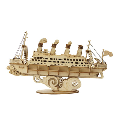 3D Three -Dimensional Puzzle Board Children Wood Puzzles Model, Rolife TG404 Rotating Trojan, Rolife TG501 Eiffel Tower, Rolife TG306 Cruise