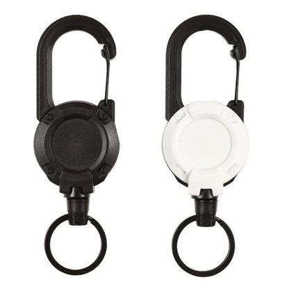 Backpack Carabiner Plastic Retractable Pull Badge Reel, Black-Steel Wire Rope, Black-Fiber Rope, White- Fiber Rope