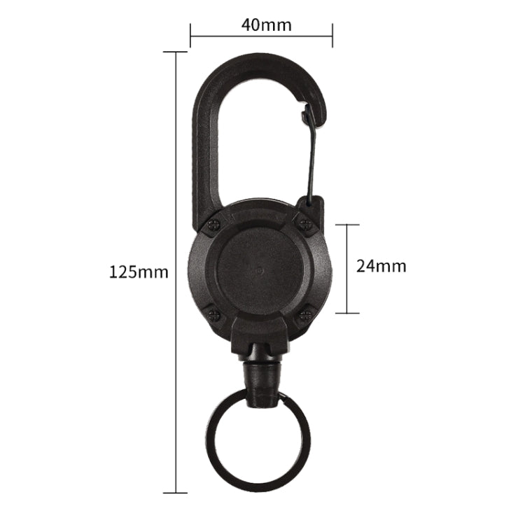 Backpack Carabiner Plastic Retractable Pull Badge Reel, Black-Steel Wire Rope, Black-Fiber Rope, White- Fiber Rope