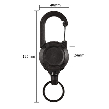 Backpack Carabiner Plastic Retractable Pull Badge Reel, Black-Steel Wire Rope, Black-Fiber Rope, White- Fiber Rope