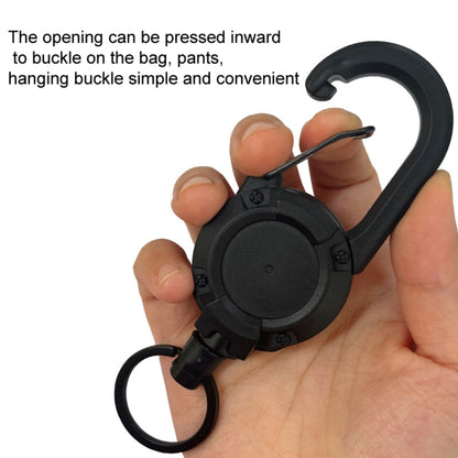 Backpack Carabiner Plastic Retractable Pull Badge Reel, Black-Steel Wire Rope, Black-Fiber Rope, White- Fiber Rope