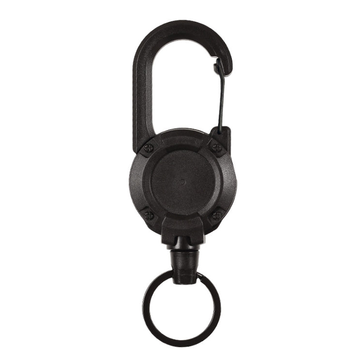 Backpack Carabiner Plastic Retractable Pull Badge Reel, Black-Steel Wire Rope, Black-Fiber Rope, White- Fiber Rope