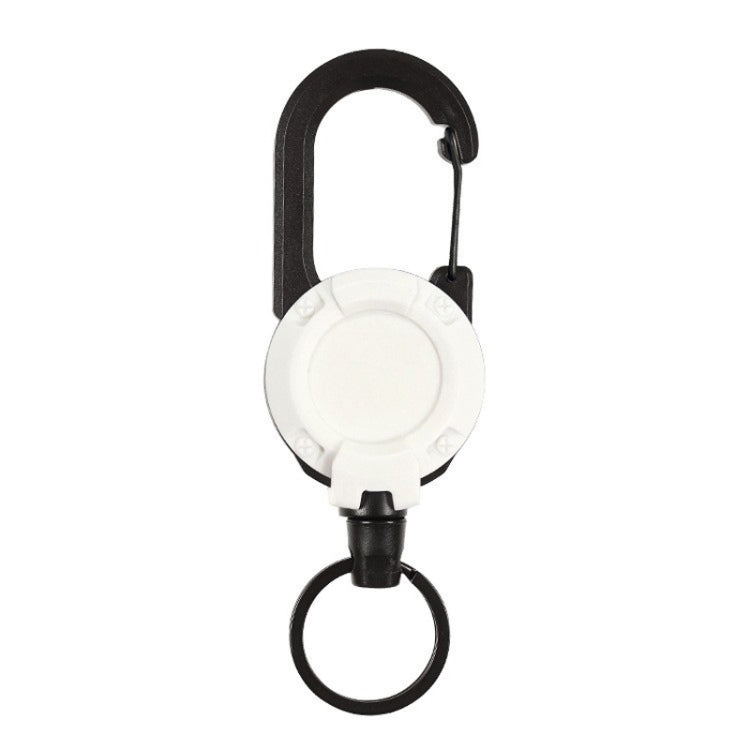 Backpack Carabiner Plastic Retractable Pull Badge Reel, Black-Steel Wire Rope, Black-Fiber Rope, White- Fiber Rope