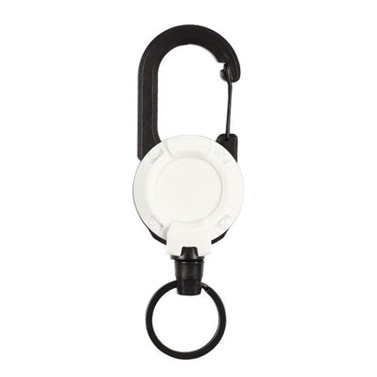 Backpack Carabiner Plastic Retractable Pull Badge Reel, Black-Steel Wire Rope, Black-Fiber Rope, White- Fiber Rope