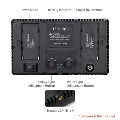 40W 3200K-5600K LED Flat Panel Lights Live Broadcast Fill Light,EU Plug, E600 RGB Color, E800 RGB Color, E600 3-color Temperature, E800 3-color Temperature