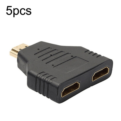5pcs HDMI Male To 2 HDMI Female Adapter HD Computer Conversion Transformation Plug, 5pcs HDMI Male To 2 HDMI Female