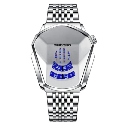 BINBOND Locomotive Concept Steel Belt Watch Men Live Black Technology Watch, Steel Belt White Steel Blue Face, Steel Belt White Steel White Face, Steel Belt Blue Steel Blue Face, Steel Belt Full Gold-Blue Face, Steel Belt Full Gold Gold Face...