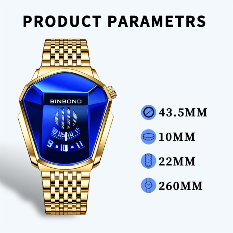 BINBOND Locomotive Concept Steel Belt Watch Men Live Black Technology Watch, Steel Belt White Steel Blue Face, Steel Belt White Steel White Face, Steel Belt Blue Steel Blue Face, Steel Belt Full Gold-Blue Face, Steel Belt Full Gold Gold Face...