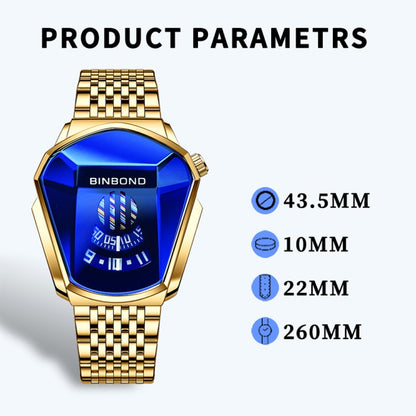 BINBOND Locomotive Concept Steel Belt Watch Men Live Black Technology Watch, Steel Belt White Steel Blue Face, Steel Belt White Steel White Face, Steel Belt Blue Steel Blue Face, Steel Belt Full Gold-Blue Face, Steel Belt Full Gold Gold Face...