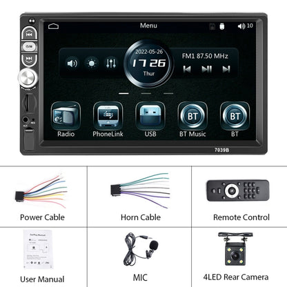 F133 7 Inches MP5 Bluetooth Player Universal Wired CarPlay Reversing Image Integrated, Style:, 7 Inches Standard+12 Lights Camera, 7 Inches Standard, 7 Inches Standard+4 Lights Camera