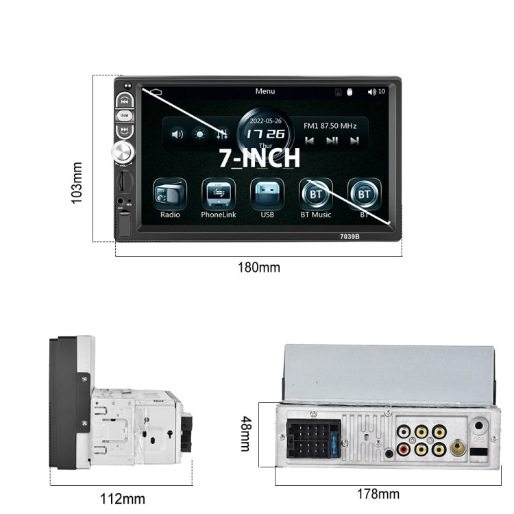 F133 7 Inches MP5 Bluetooth Player Universal Wired CarPlay Reversing Image Integrated, Style:, 7 Inches Standard+4 Lights Camera, 7 Inches Standard+12 Lights Camera, 7 Inches Standard