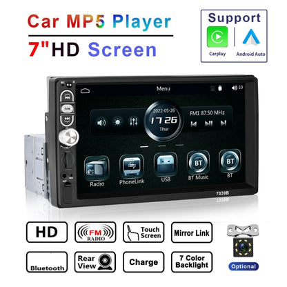F133 7 Inches MP5 Bluetooth Player Universal Wired CarPlay Reversing Image Integrated, Style:, 7 Inches Standard+4 Lights Camera, 7 Inches Standard+12 Lights Camera, 7 Inches Standard