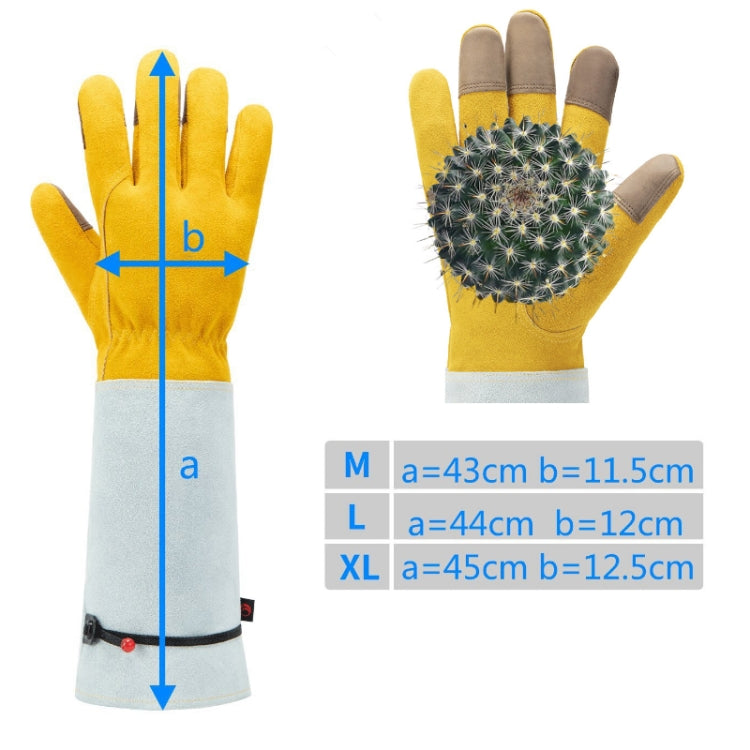 Leather Extended Thick Gardening Gloves Welder Work Gloves, Gold White L, Gold White XL