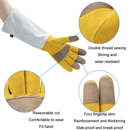 Leather Extended Thick Gardening Gloves Welder Work Gloves, Gold White L, Gold White XL