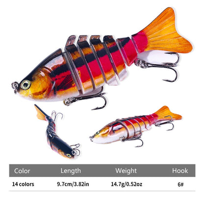 HENGJIA JM062 7 Section Fish Fake Lures VIB Minnow Fishing Lures, JM062 (1), JM062 (12), JM062 (2), JM062 (13), JM062 (3), JM062 (14), JM062 (4), JM062 (5), JM062 (6), JM062 (7), JM062 (8), JM062 (9), JM062 (10), JM062 (11)