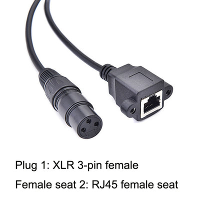 2pcs XLR 3 Pin Female To RJ45 Female Network Connector Adapter Converter Cable, 30cm
