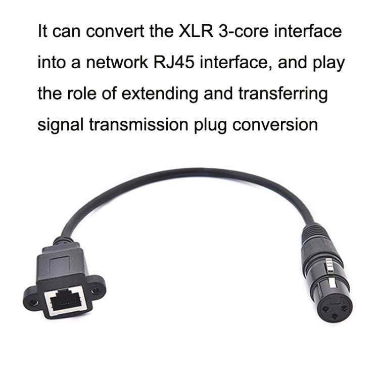 2pcs XLR 3 Pin Female To RJ45 Female Network Connector Adapter Converter Cable, 30cm