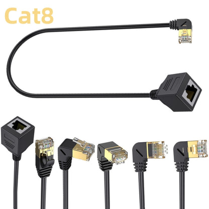 Cat 8 10G Transmission RJ45 Male To Female Computer Network Cable Extension Cable, Straight Head 0.3m, Straight Head 0.6m, Straight Head 1m, Straight Head 1.5m, Up Bend 0.5m, Down Bend 0.5m, Right Bend 0.5m