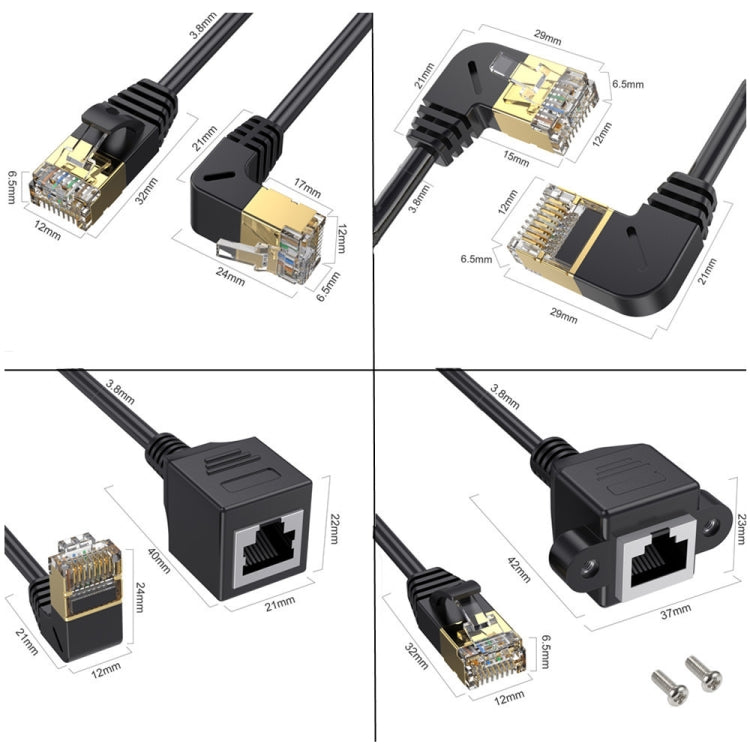 Cat 8 10G Transmission RJ45 Male To Female Computer Network Cable Extension Cable, Straight Head 0.3m, Straight Head 0.6m, Straight Head 1m, Straight Head 1.5m, Up Bend 0.5m, Down Bend 0.5m, Right Bend 0.5m