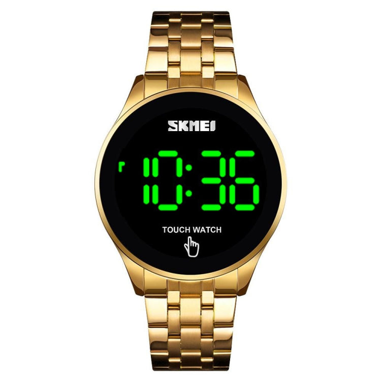 SKMEI 1579 Simple Touch Screen LED Luminous Stainless Steel Electronic Watch, Gold