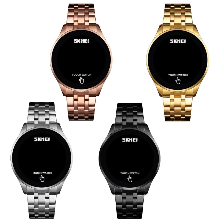 SKMEI 1579 Simple Touch Screen LED Luminous Stainless Steel Electronic Watch, Gold