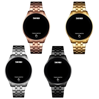 SKMEI 1579 Simple Touch Screen LED Luminous Stainless Steel Electronic Watch, Gold