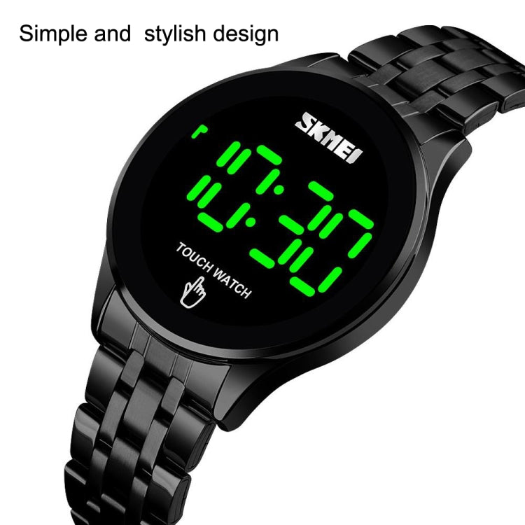 SKMEI 1579 Simple Touch Screen LED Luminous Stainless Steel Electronic Watch, Gold