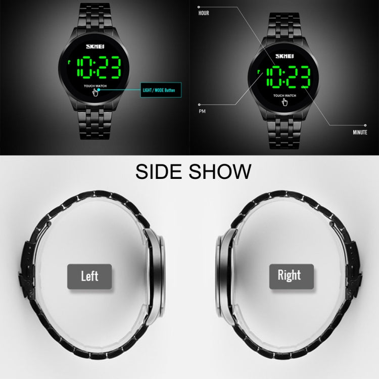 SKMEI 1579 Simple Touch Screen LED Luminous Stainless Steel Electronic Watch, Gold