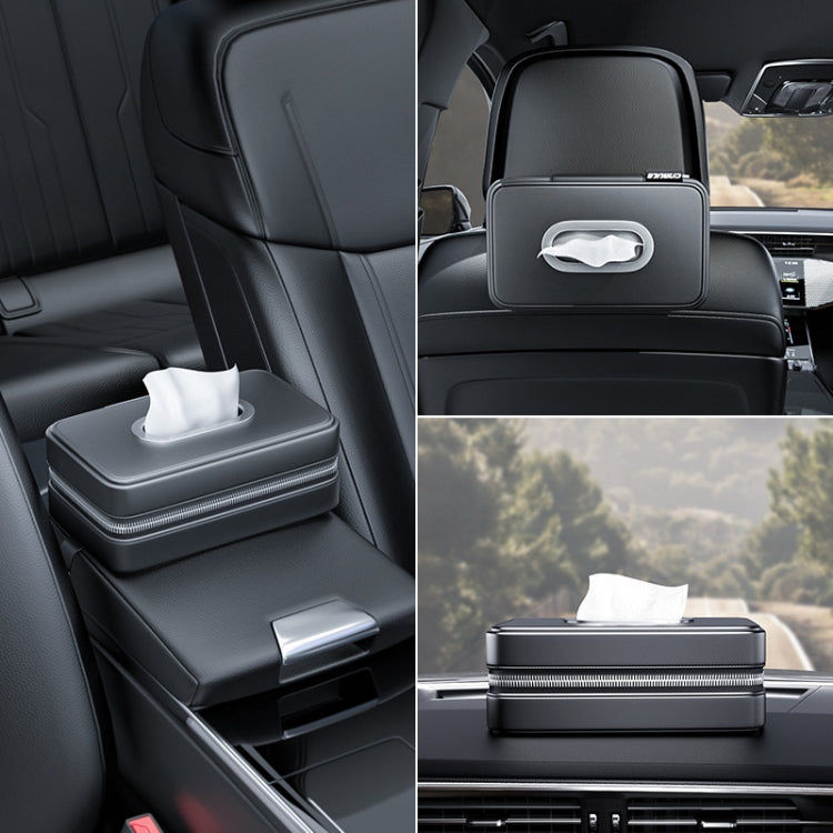 Car Sunshade Board Seat Back Tissue Box Multi-functional Elastic Belt Leather Paper Box, Tissue Box