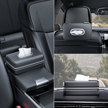 Car Sunshade Board Seat Back Tissue Box Multi-functional Elastic Belt Leather Paper Box, Tissue Box
