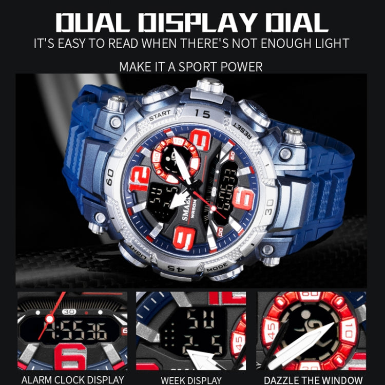 SMAEL 1921 Men Dual Movement Sports Watch Multifunctional Time Night Light Alarm Student Wrist Watch