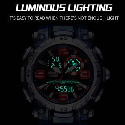 SMAEL 1921 Men Dual Movement Sports Watch Multifunctional Time Night Light Alarm Student Wrist Watch