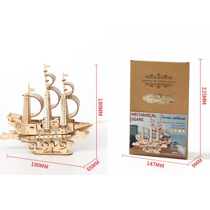 LG807 Ocean Sailboat 3D Wooden Puzzle Children Educational Toys DIY Handmade Ornaments, Ocean Sailboat