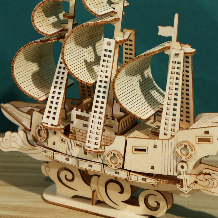 LG807 Ocean Sailboat 3D Wooden Puzzle Children Educational Toys DIY Handmade Ornaments, Ocean Sailboat