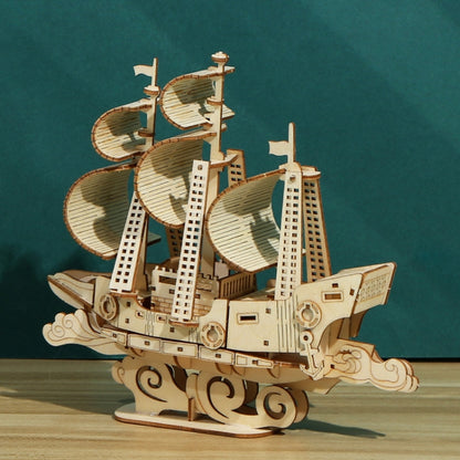 LG807 Ocean Sailboat 3D Wooden Puzzle Children Educational Toys DIY Handmade Ornaments, Ocean Sailboat
