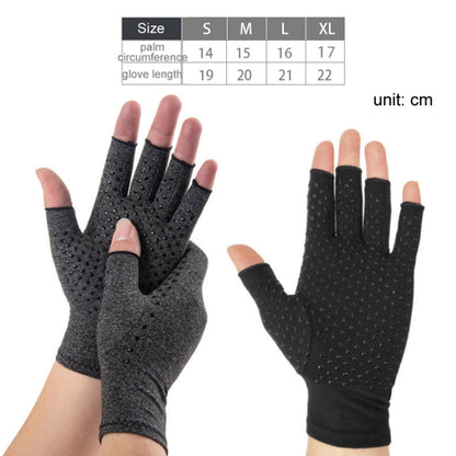 Arthritis Rehabilitation Silicone Non-slip Cycling Half Finger Gloves, XL
