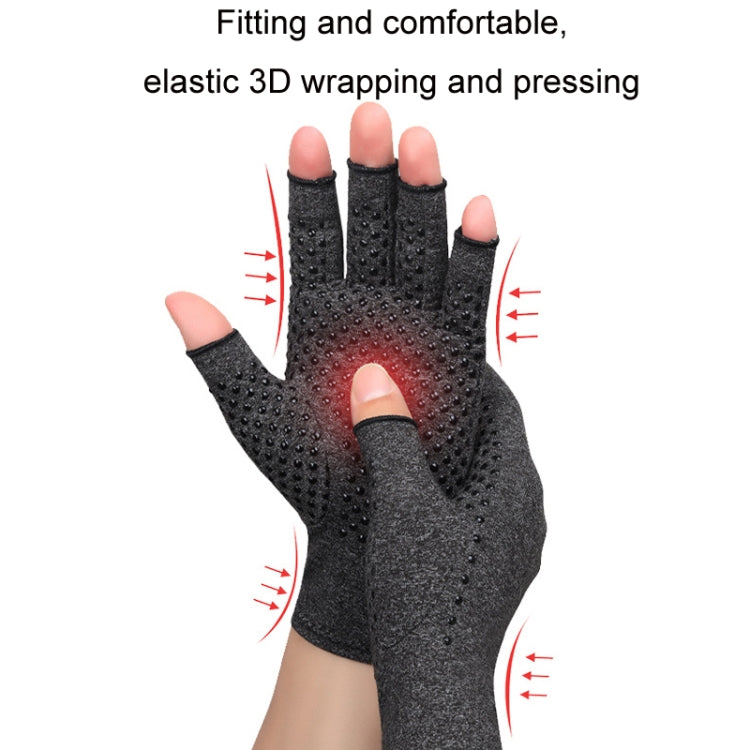 Arthritis Rehabilitation Silicone Non-slip Cycling Half Finger Gloves, XL