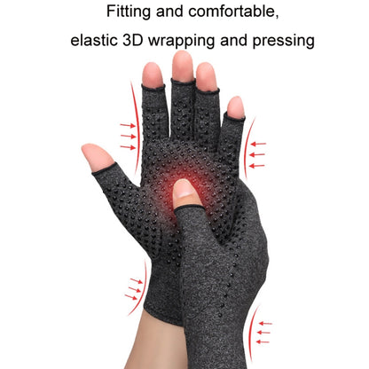 Arthritis Rehabilitation Silicone Non-slip Cycling Half Finger Gloves, XL