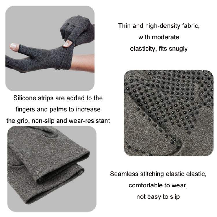 Arthritis Rehabilitation Silicone Non-slip Cycling Half Finger Gloves, XL