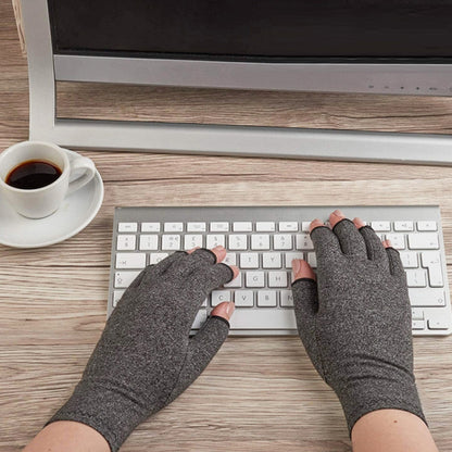 Arthritis Rehabilitation Silicone Non-slip Cycling Half Finger Gloves, XL