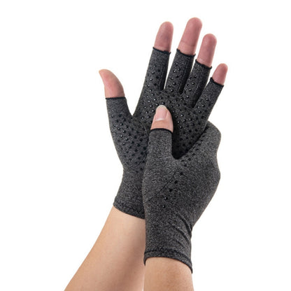 Arthritis Rehabilitation Silicone Non-slip Cycling Half Finger Gloves, XL